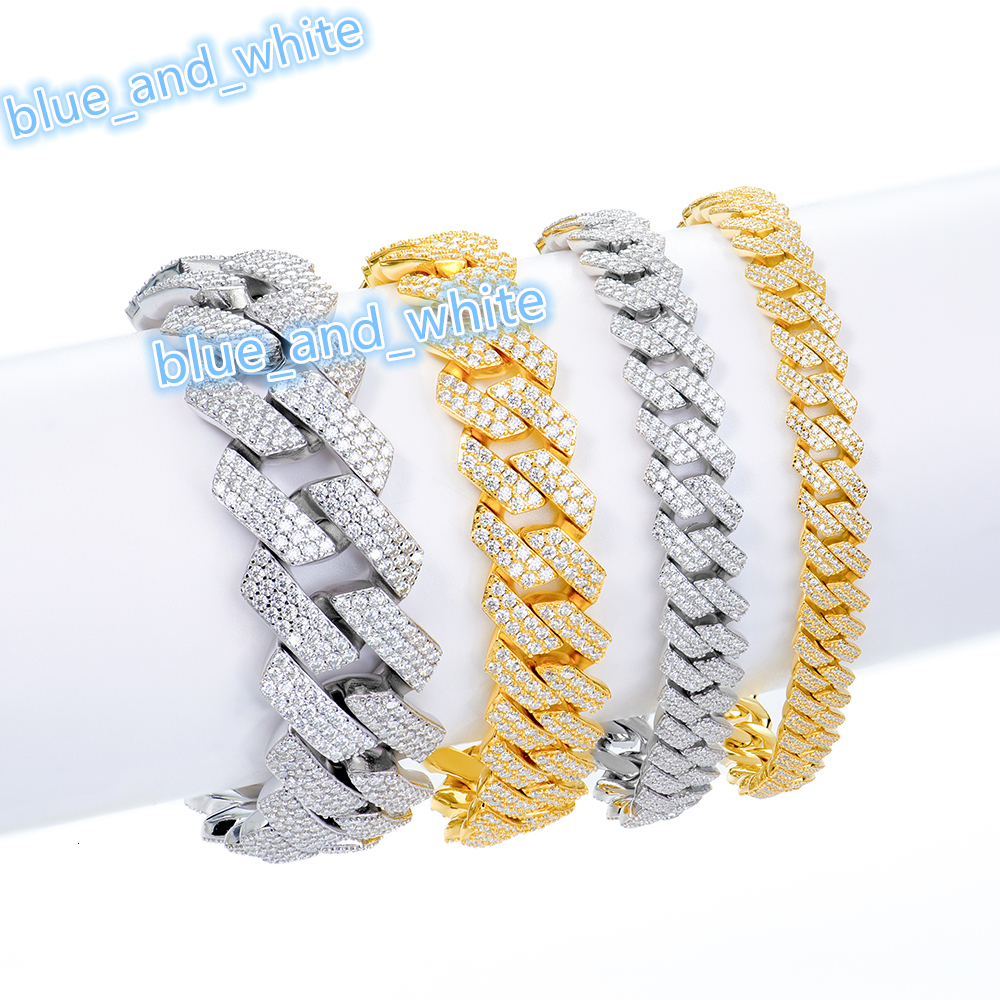 Miami Cuban Chain Iced Out Moissanite Bracelet 8mm 10mm 12mm Arc Style Ready to Ship 925 Silver for Men /Womens Charm