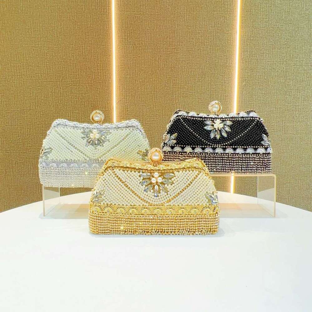 Dinner Bag New Diamond Studded Tassel Evening Dress Xiaoxiangfeng Birthday Wedding Banquet Bag Pearl Single Shoulder Crossbody Dinner Bag KQ