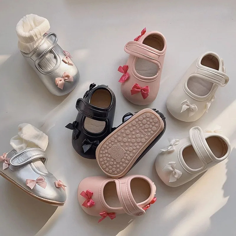 Baby walking shoes girls spring bow childrens anti slip soft soled shoes fashionable princess dress shoes 250430