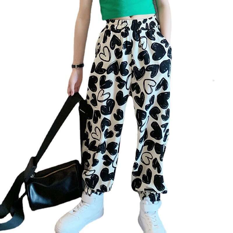 Girls' Summer Wear Haren 2025 New Item, Zhongda Children's Heart Printed Pants, Thin Mosquito Proof Pants Trend
