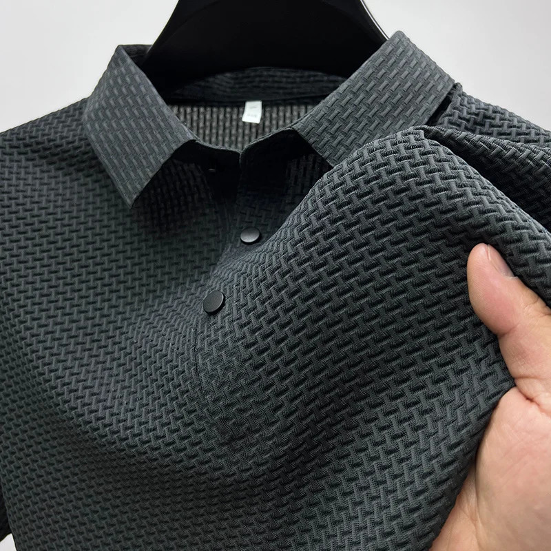 M-4XL Summer Mens Short sleeved T-shirt Cool Breathable Polo Shirt Business Casual Sweatshirt 250428