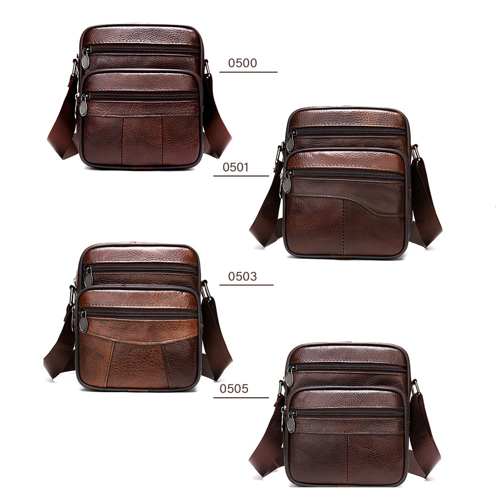 Malunte Genuine Leather Vertical Top layer Cowhide Casual One Shoulder Crossbody Bag, High end, Men's Bag Trendy