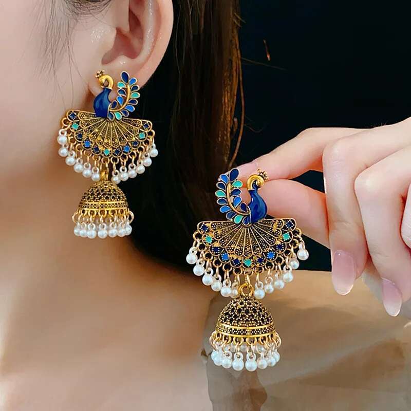 2024 Vintage Pearl Earrings For Women Steel Needle Pea Oil Round Fringe Drop Earring Party Fashion Jewelry Gifts