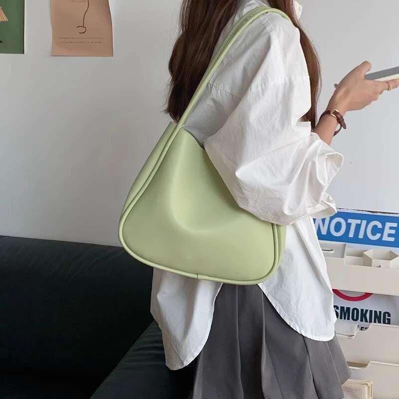 Summer PU Leather Women Underarm Totes Pure Color Casual Small Top Handle Bags Handbags Purse Ladies Shoulder Bag Bag