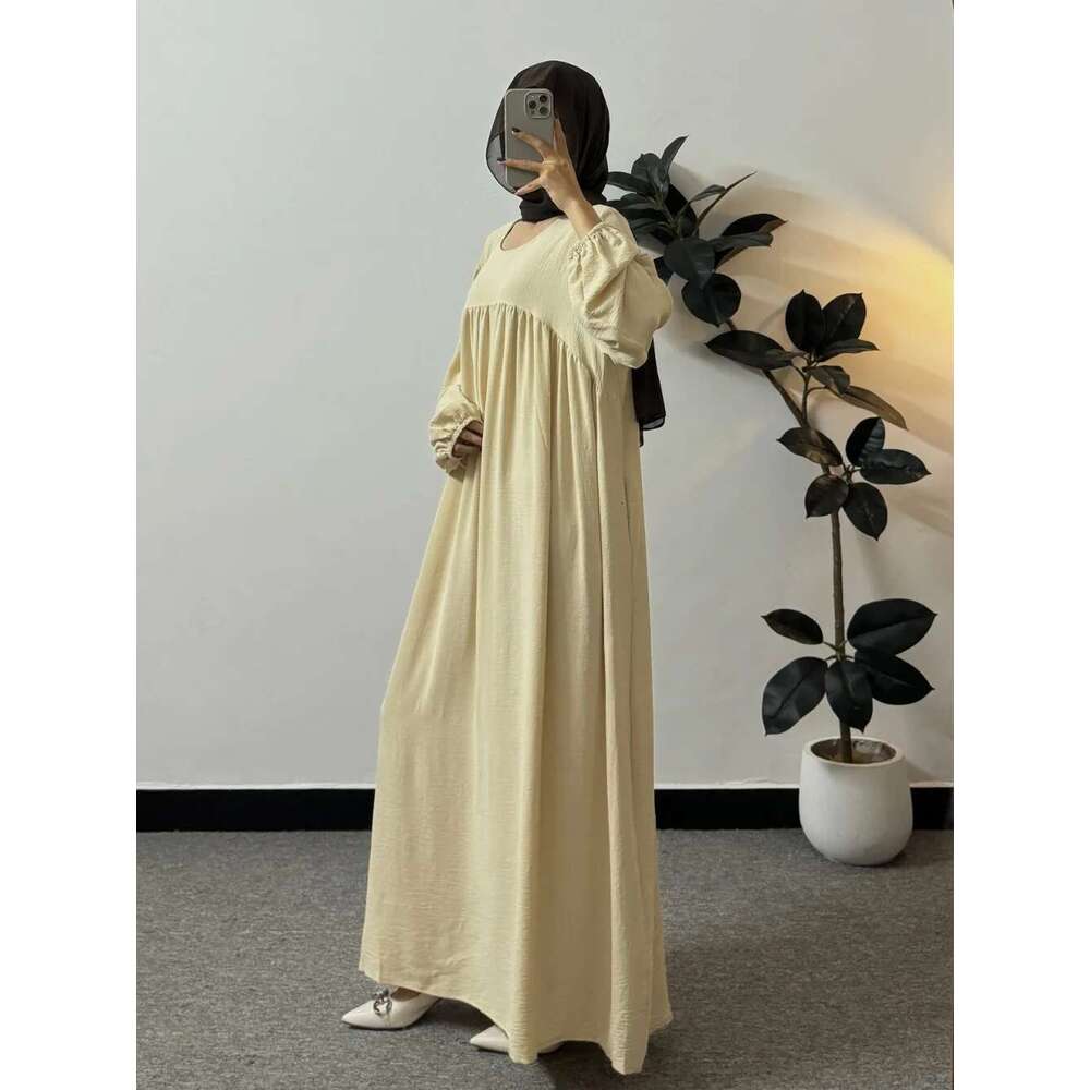 Loose Maxi Prayer Muslim Modest Dresses Jilbabs Full Sleeve Casual Solid Pockets Robe Long Ramadan Dress Women Abayas