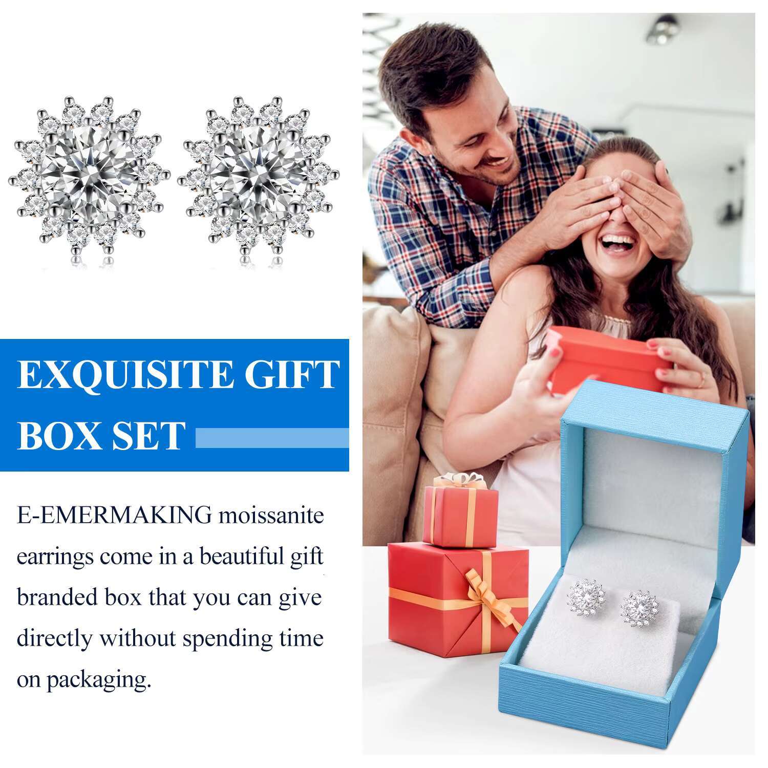 Luxury Women Wedding Jewelry 3mm-5mm 925 Sterling Silver Vvs Moissanite Diamond Cluster Sunflower Stud Earrings