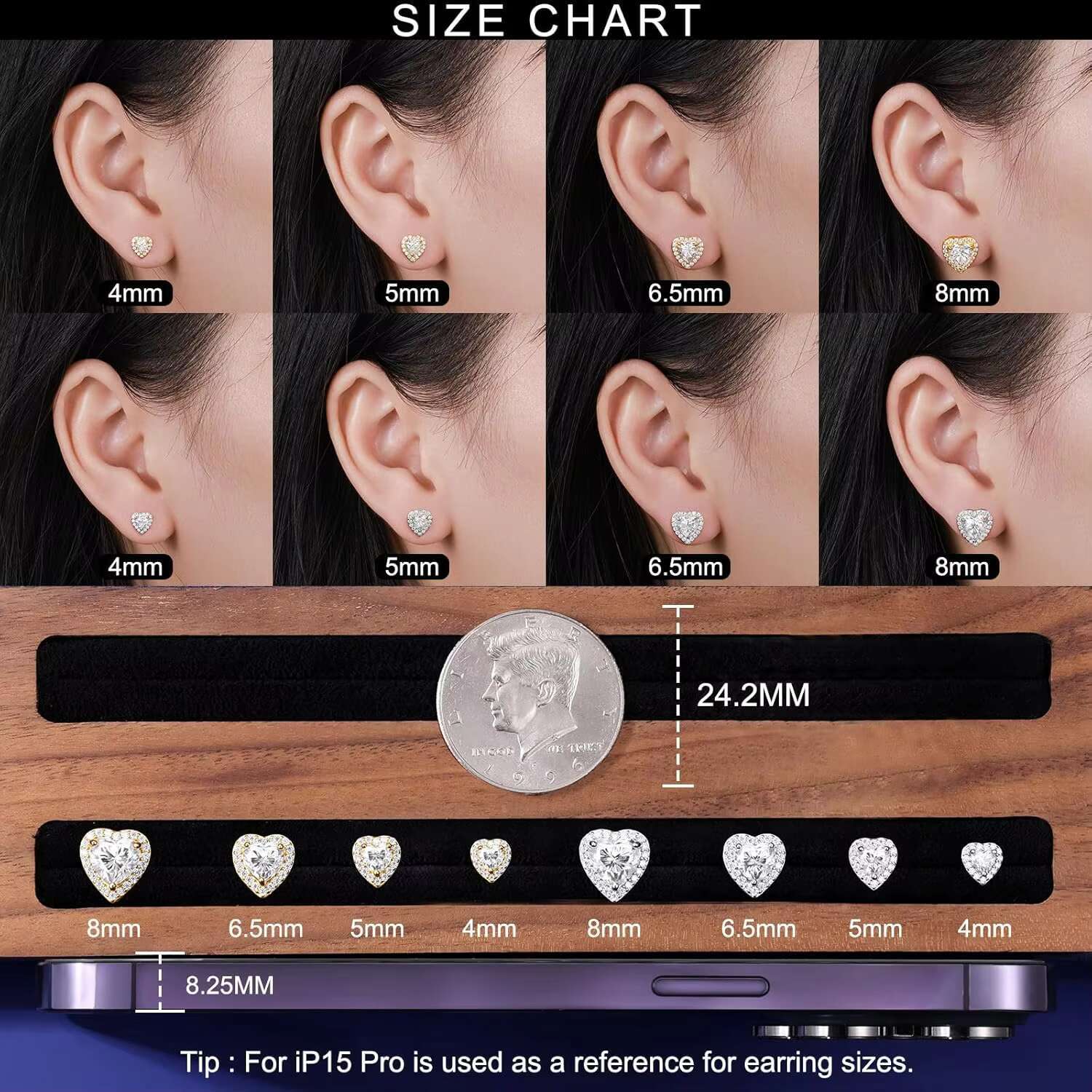 Bling Valentines Jewelry Gift Femme 925 Sterling SIlver Heart Cut VVS Moissanite Diamond Cluster Halo Stud Earrings for Women