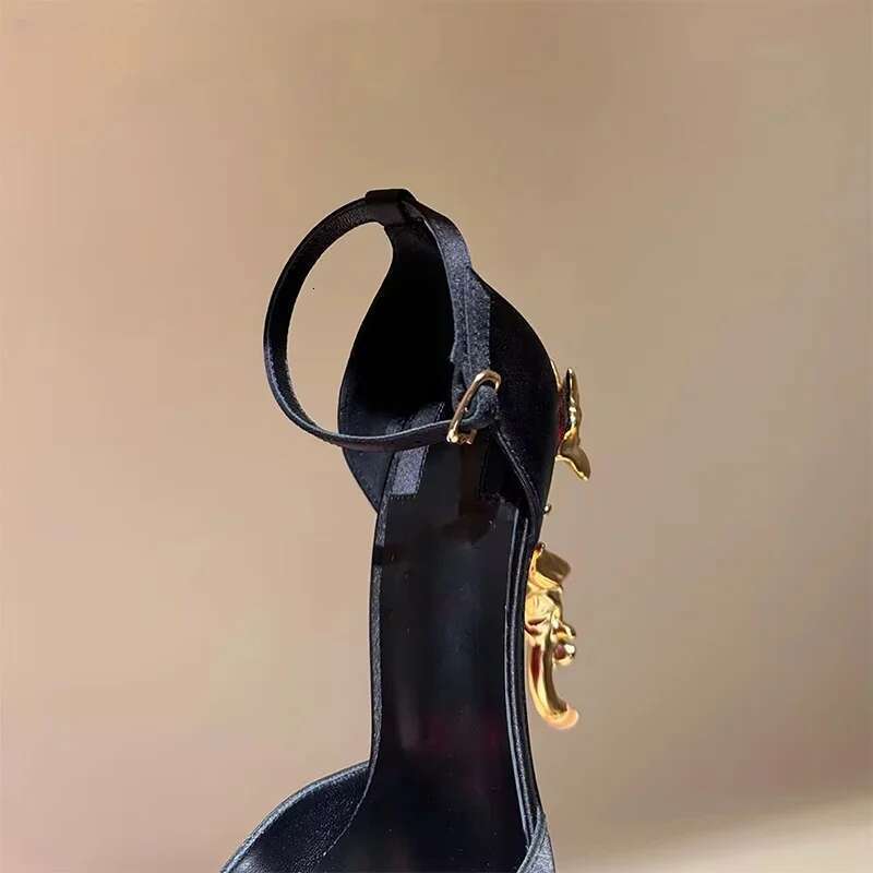 Flowers Metal Special Shaped Women High Heels Ankle Strap Sandals Fashion Women's Party Banquet Shallow Shoes Wom