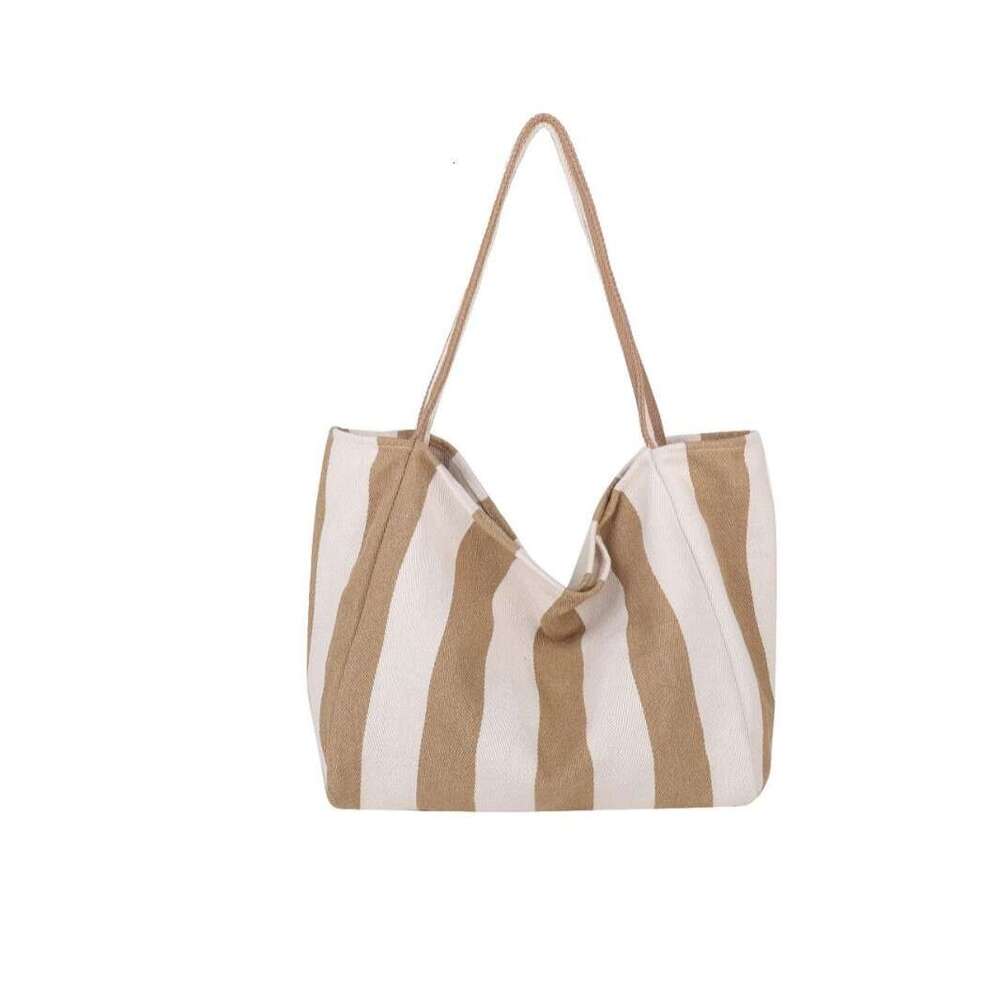 Artistic And Leisure Large Capacity Canvas Tote 2025 Spring New Korean Edition Striped Fashion Handheld Single Shoulder Bag