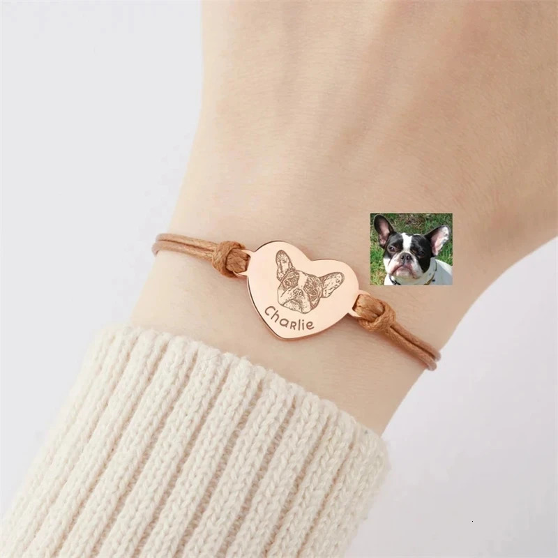 Custom Pet Portrait Bracelets For Women Personalized Dog Po Stainless Steel Adjustable Pet Owner Lover Bracelet Jewelry Gift 250430