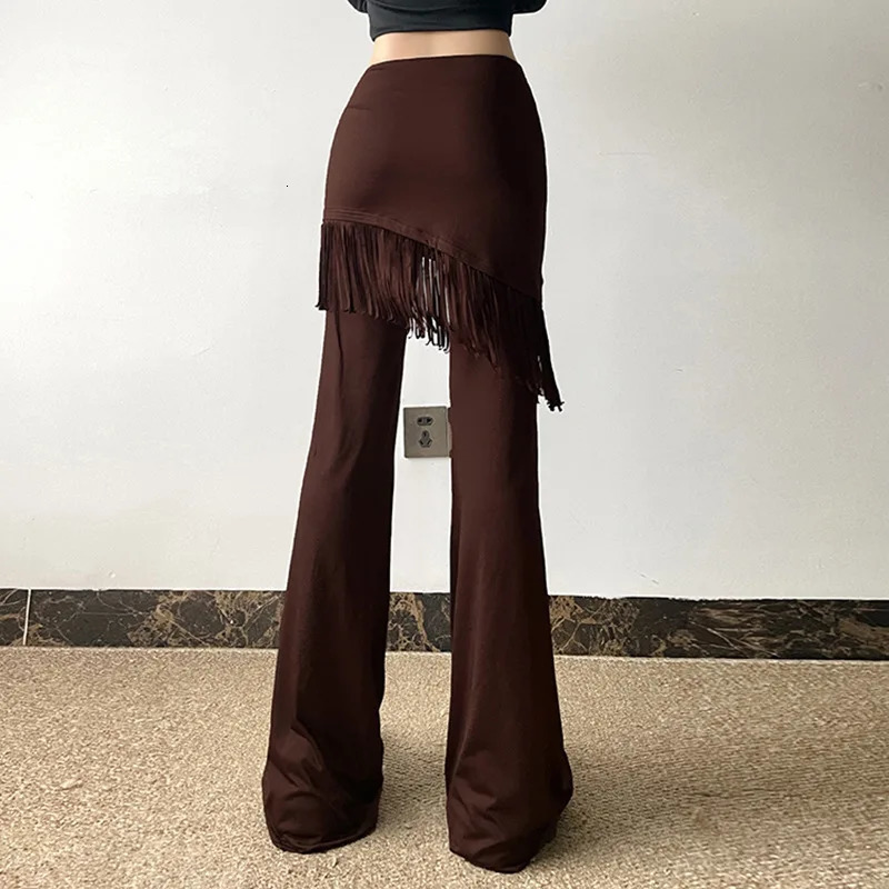 Womens hiphop low waisted bell bottoms with bolted edges 2piece fantasy dance Trouser fashionable boot niche 250428