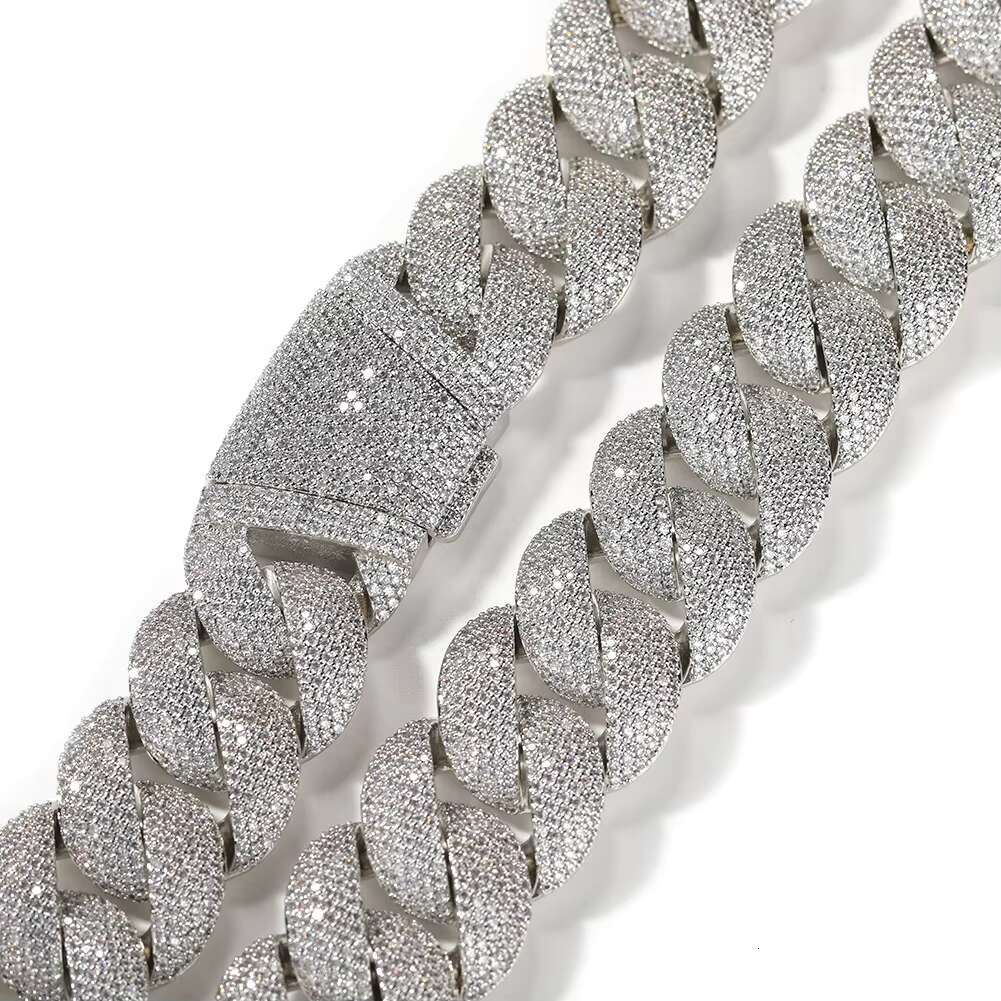 Hip-hop Trend Jewelry Copper-encrusted Moissanite22mm Cuban Chain Gold-plated Mens Necklace Wholesale