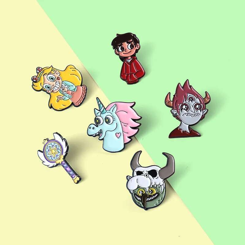 Classic Cute Princess Magic Wand Enamel Horn Anime Badge Girl Brooch Cartoon Lapel Pin Gift Jewelry For Friend Wholesale