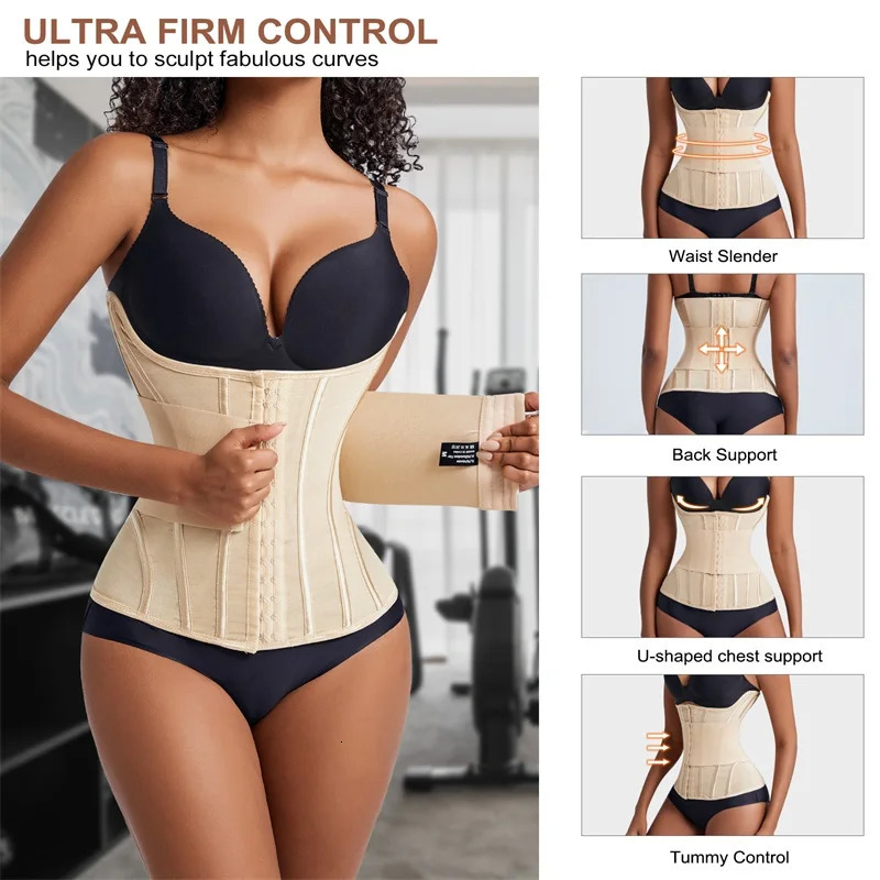 MiiOW waist trainer tight corset womens binding device shape abdominal wrap body weight loss belt flat abdomen exercise shaping 250430