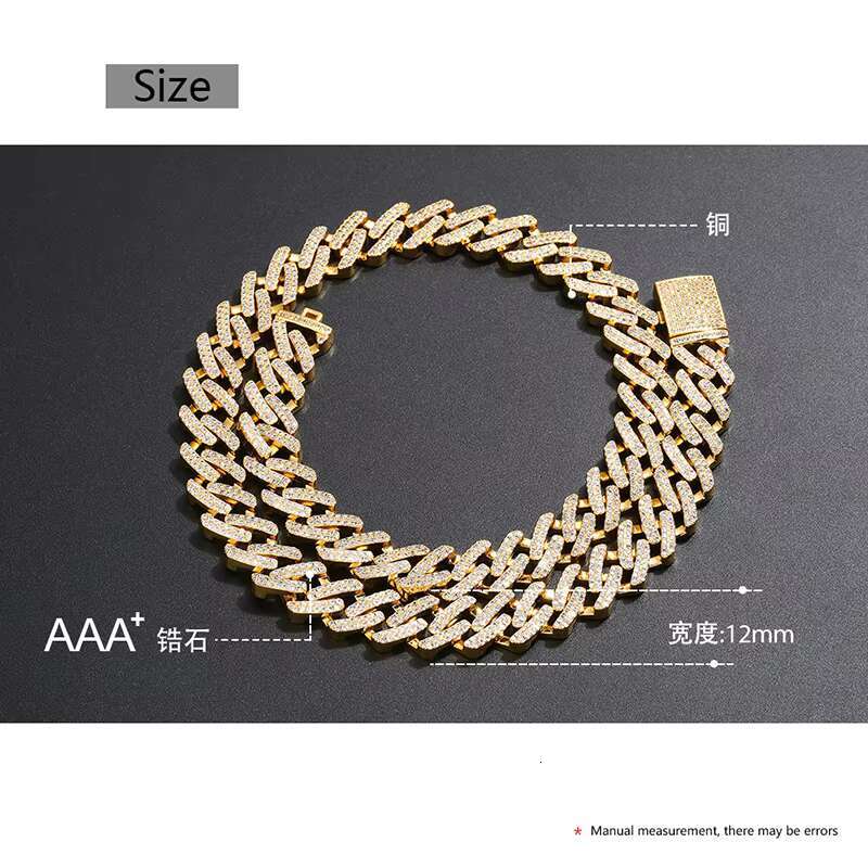 Wholesale High Quality Luxury Iced Out CZ Hip Hop Cuban Chain Necklace and Bracelet for Men and Women