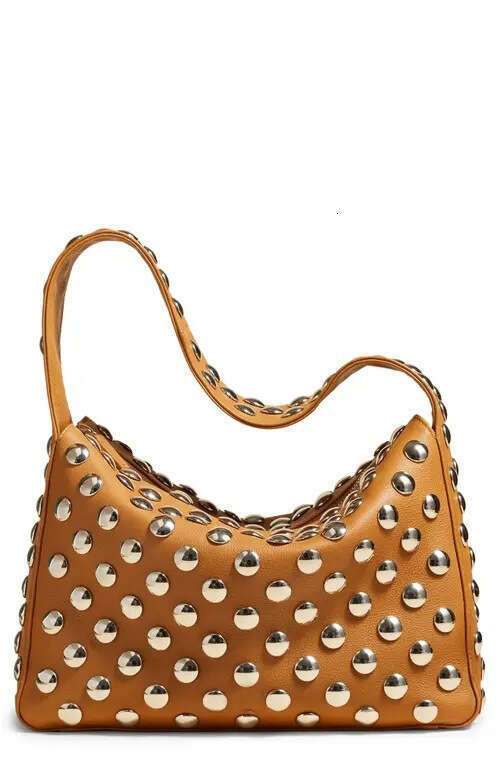 designer Women's bag Autumn/Winter New Fashionable and Versatile Rivet Single Shoulder Handbag, Underarm Women's Heavy Industry Small Bag, T
