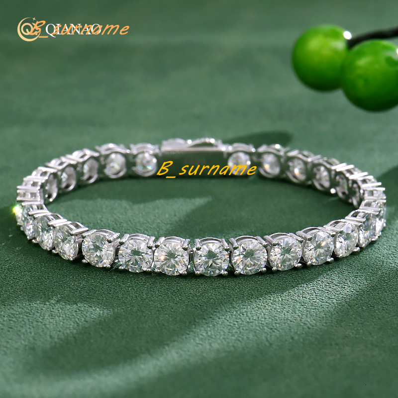 Women Fine Jewelry Chain VVS 5MM Moissanite Diamond Tennis Bracelet Hip Hop Style 925 Sterling Silver Tennis Chain Bracelet