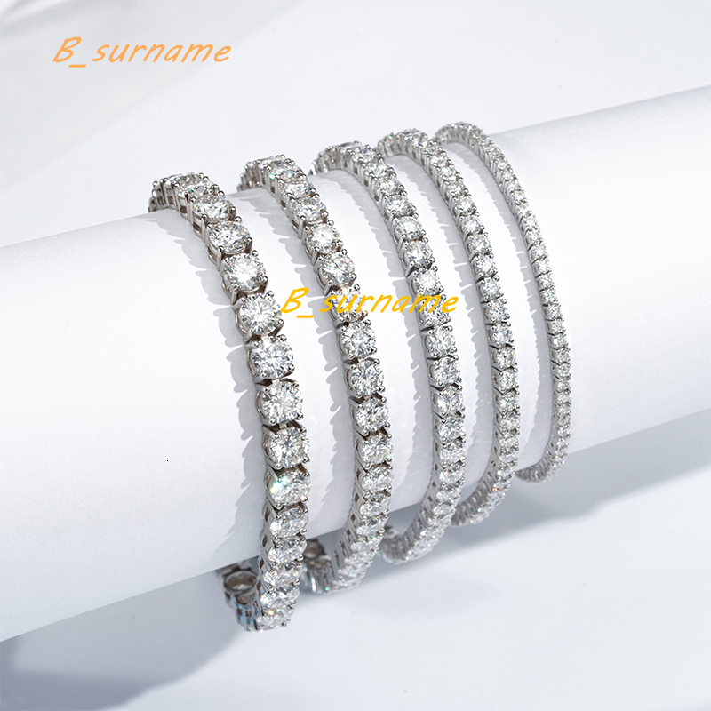 Hiphop Women Bracelet Jewelry 2mm 3mm 4mm 5mm 6mm Round Cut S925 Silver Moissanite Tennis Bracelet