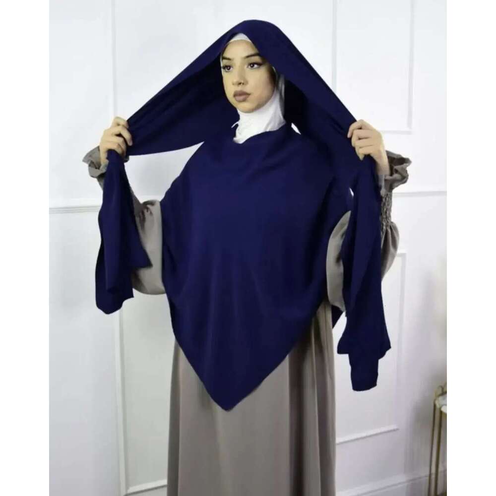 Anti Slip Muslim Hijab Set Jersey Khimar Abaya With Silicone Grip Band Breathable Islamic Prayer Scarf For Women