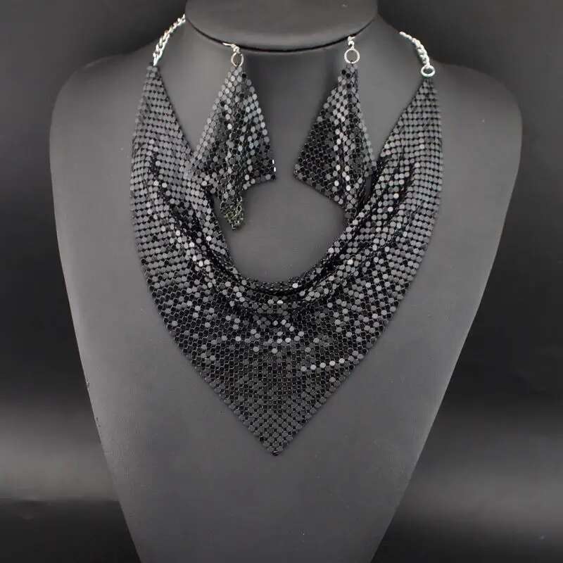 3Pcs Women Leopard Necklace + Earring Fashion Sexy Bright Beads Triangle Scarf Collarbone Chain Earrings Jewelry Set