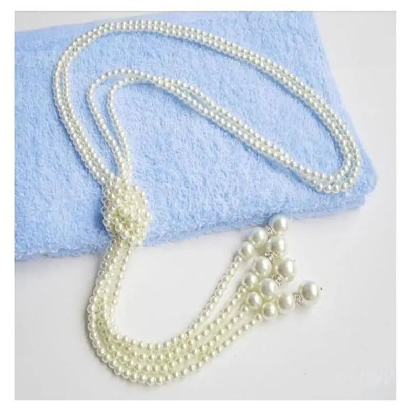 Versatile pearl long doublelayer necklace irregular freshwater pendant 5layer sweater chain hiphop 250415