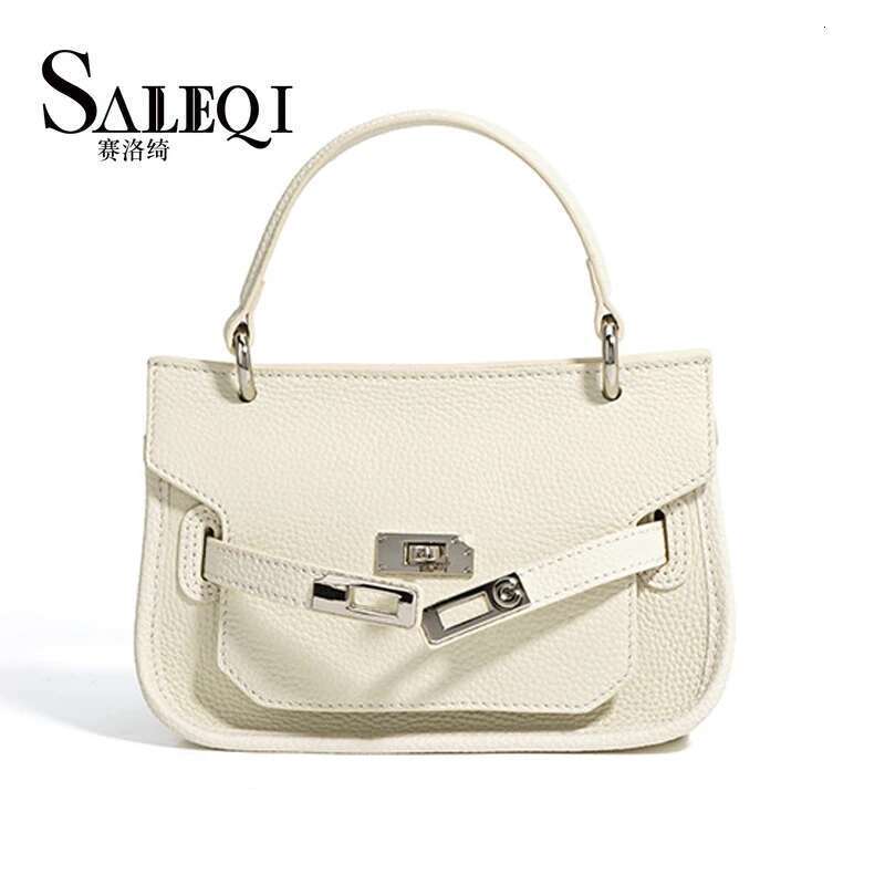 Genuine Leather Women Fashon Mini Small Square Bag Black Designer Handbag Cowhide Underarm Shoulder Crossbody White Bags