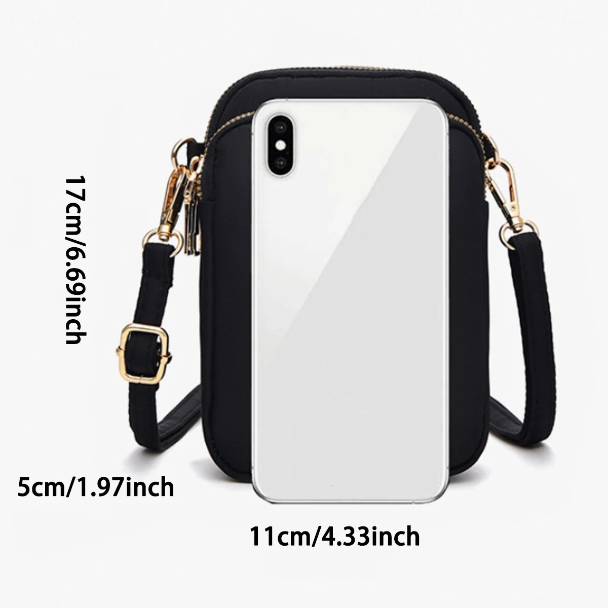Black nylon lightweight phone bag vertical wallet lightweight 3-layer storage fashionable cross body bag shoulder bag 1 bag 250425