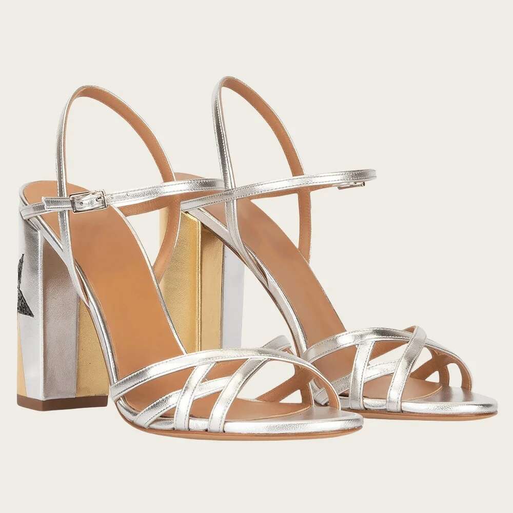 Plus Size Round Block Women Open Toe High Heels Thin Strap Thick Heel Fashion Sandals Casual Shoes