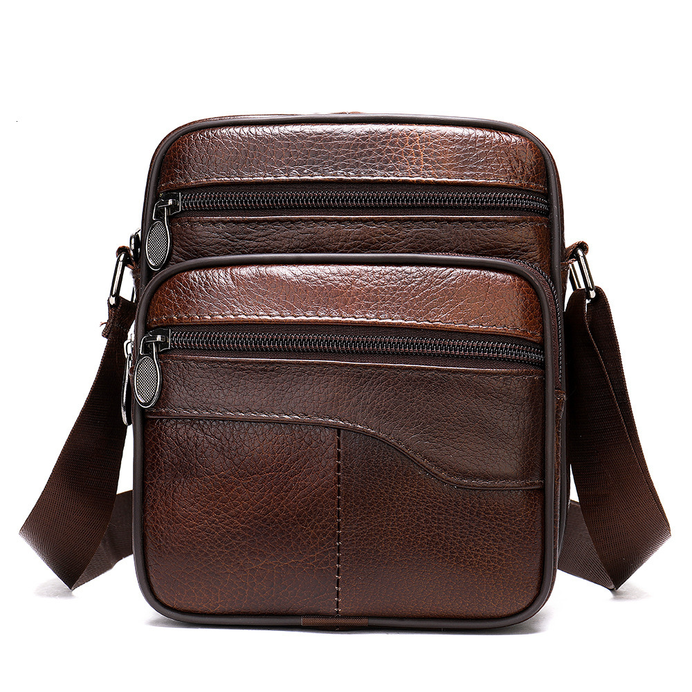 Malunte Genuine Leather Vertical Top layer Cowhide Casual One Shoulder Crossbody Bag, High end, Men's Bag Trendy