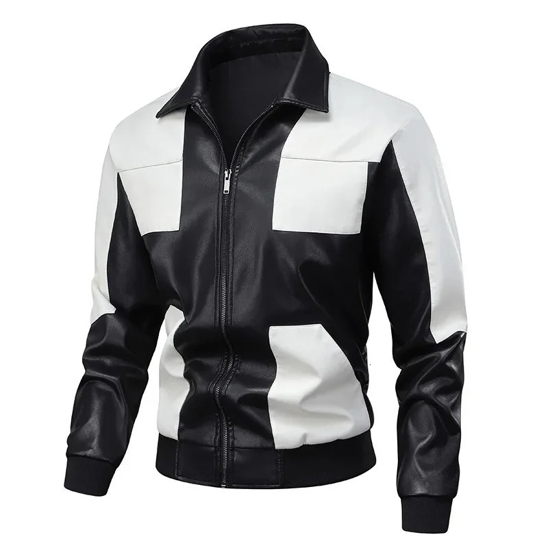 Mens ultrathin motorcycle leather jacket casual PU mens stand up collar Jaquetas highquality 250428
