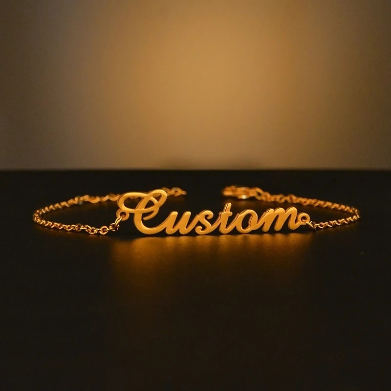 Atoz Personalized Custom Name Bracelet For Women Stainless Steel Charms Handmade Engraved Handwriting Love Bangle Gift 250430