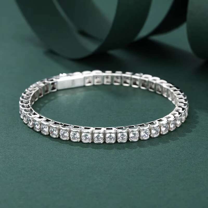 Hip Hop 925 Sterling Silver 3.5mm Moissanite D Color Vvs Womens Tennis Bracelet Jewelry