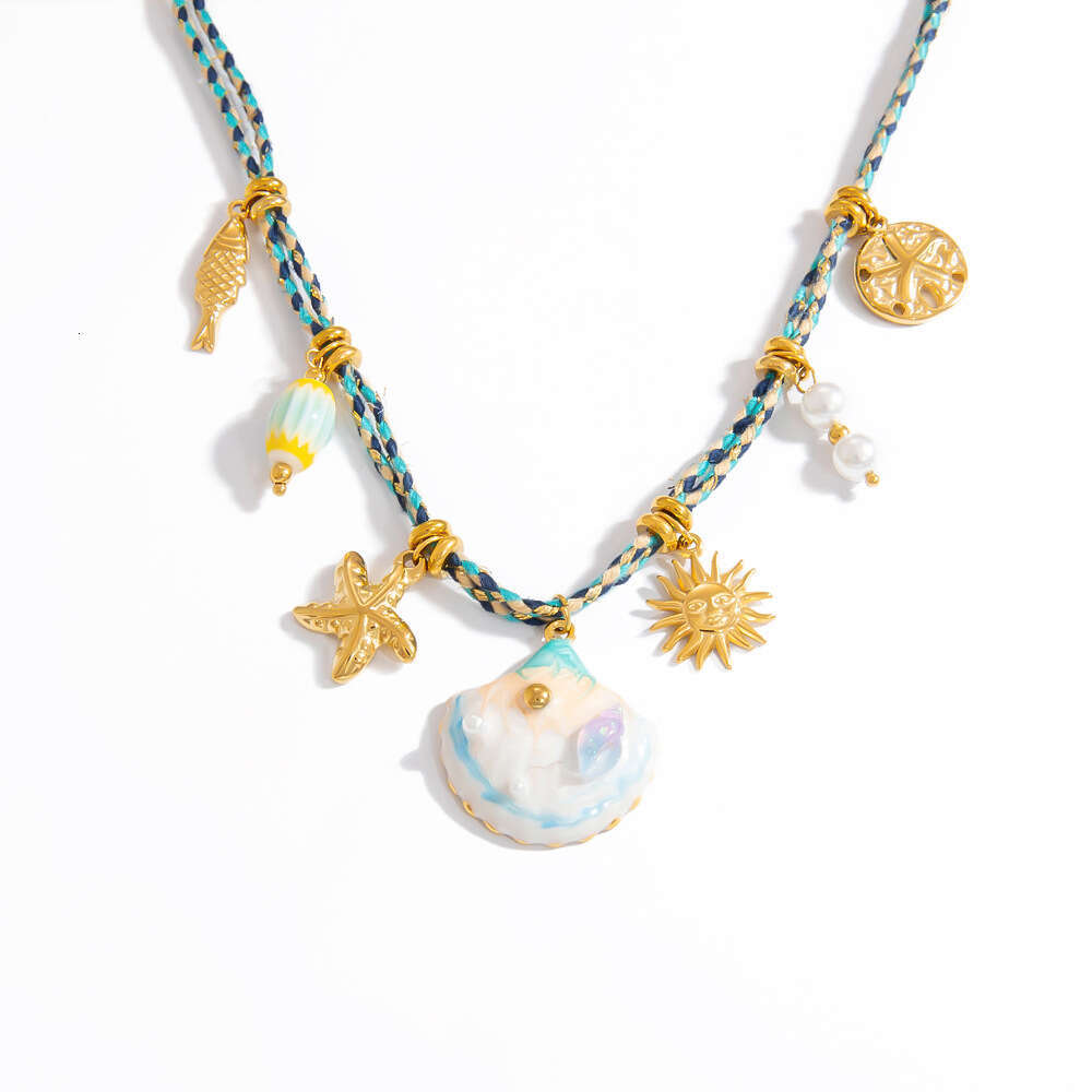 Yuhui Stainless Steel Necklace Light Ocean Vacation Style DIY Starfish Shell Clavicle Chain Color Preserving Jewelry For Women