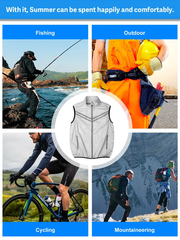 Mens set fan summer cooling casual style 250428
