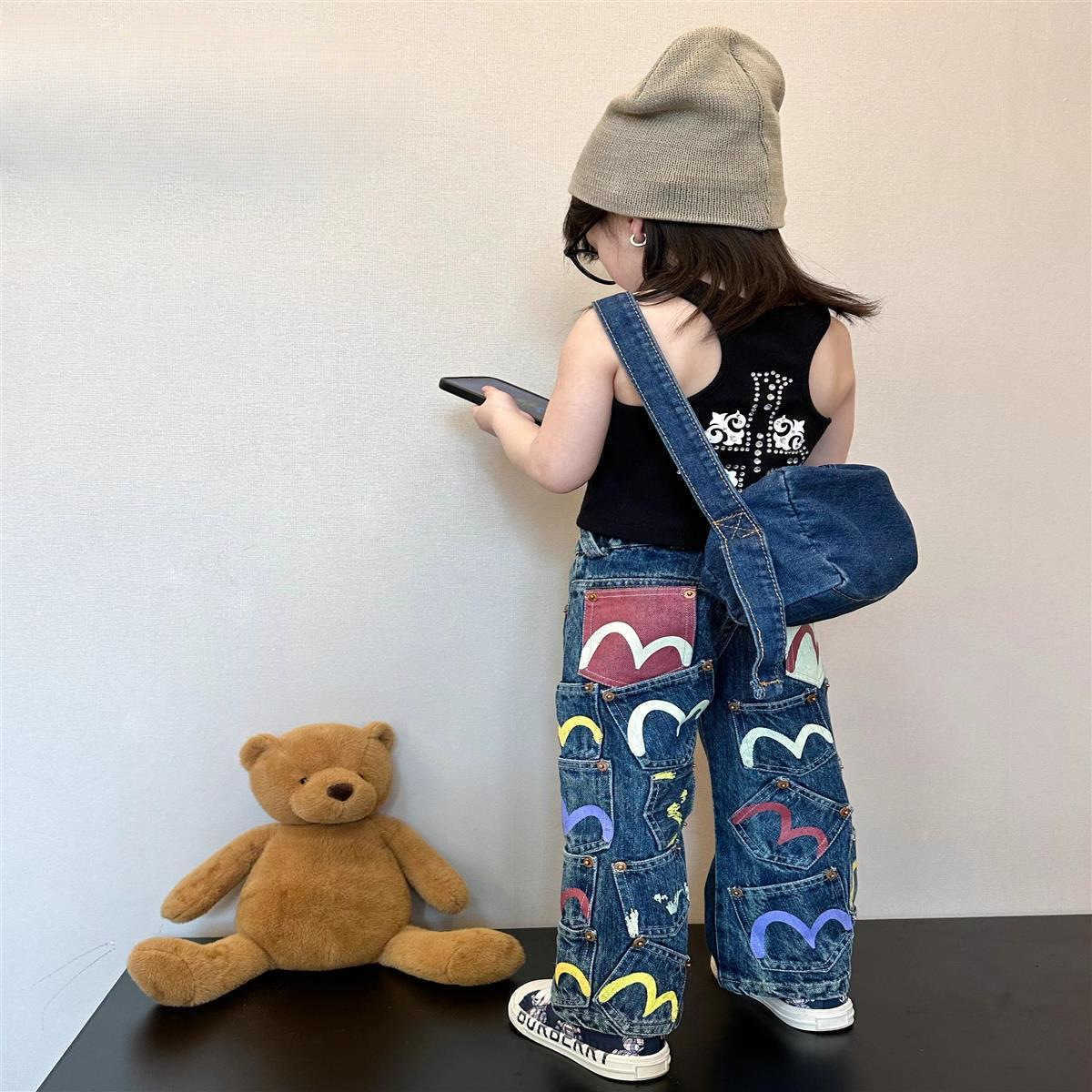 Childrens Clothing Is Versatile Suitable for Both Men and Women. Full Size and Versatile Denim Pants Cool and Trendy Made of Cotton Y250430HRSB