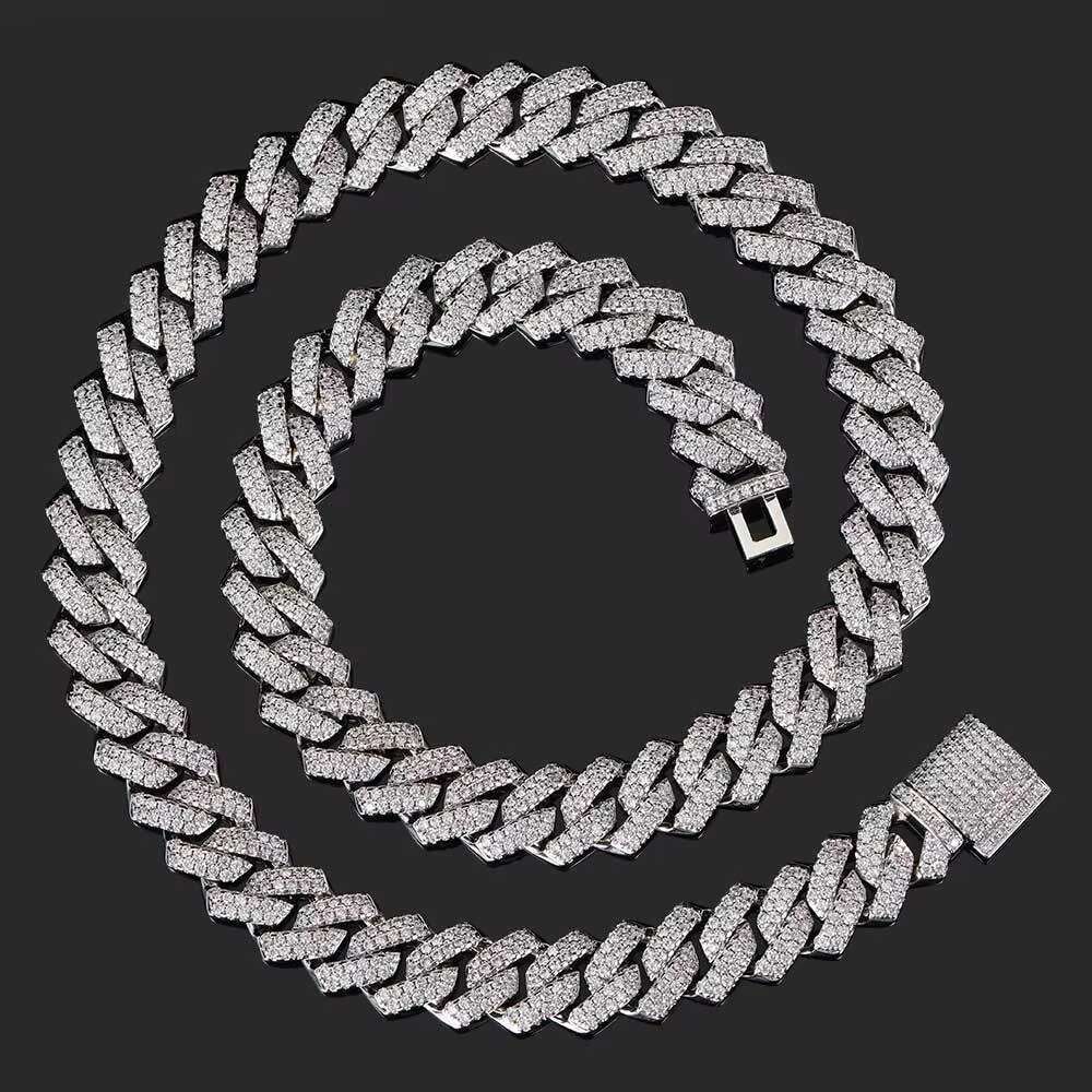 Wholesale 18mm Miami Cuban Link Chain Mens Diamond-Thick Hip Hop Necklace with Geometric-shaped Zircon for Gift Anniversary