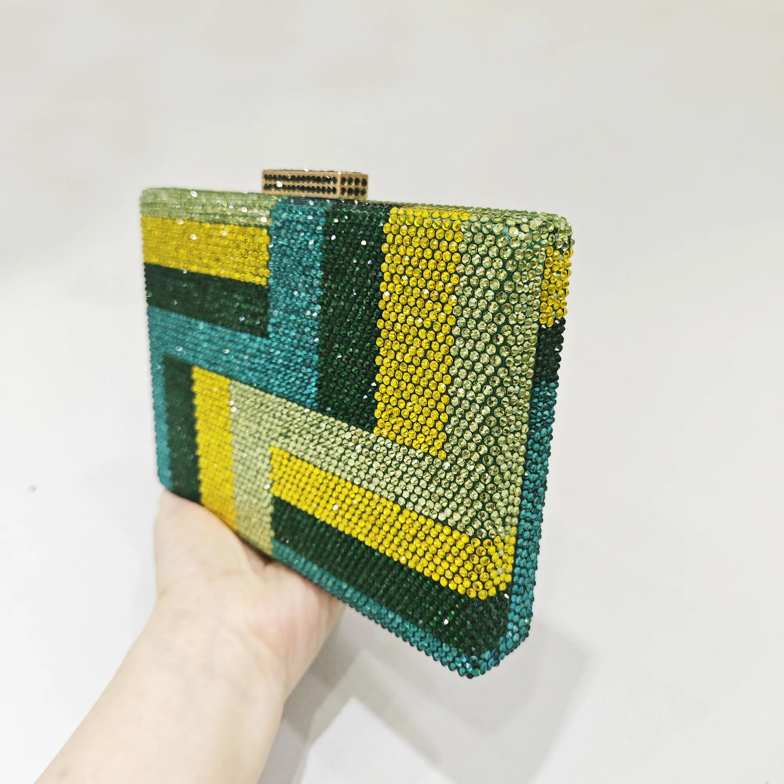 Green evening clutch bag for wedding parties wallet banquet diamond stone brides ball 250428