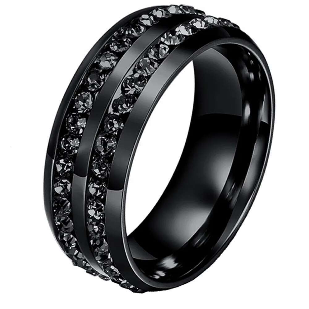 His Her Couple Rings Black 316L Stainless Steel Princess Cut Cubic Zirconia Engagement Wedding Jewelry Set
