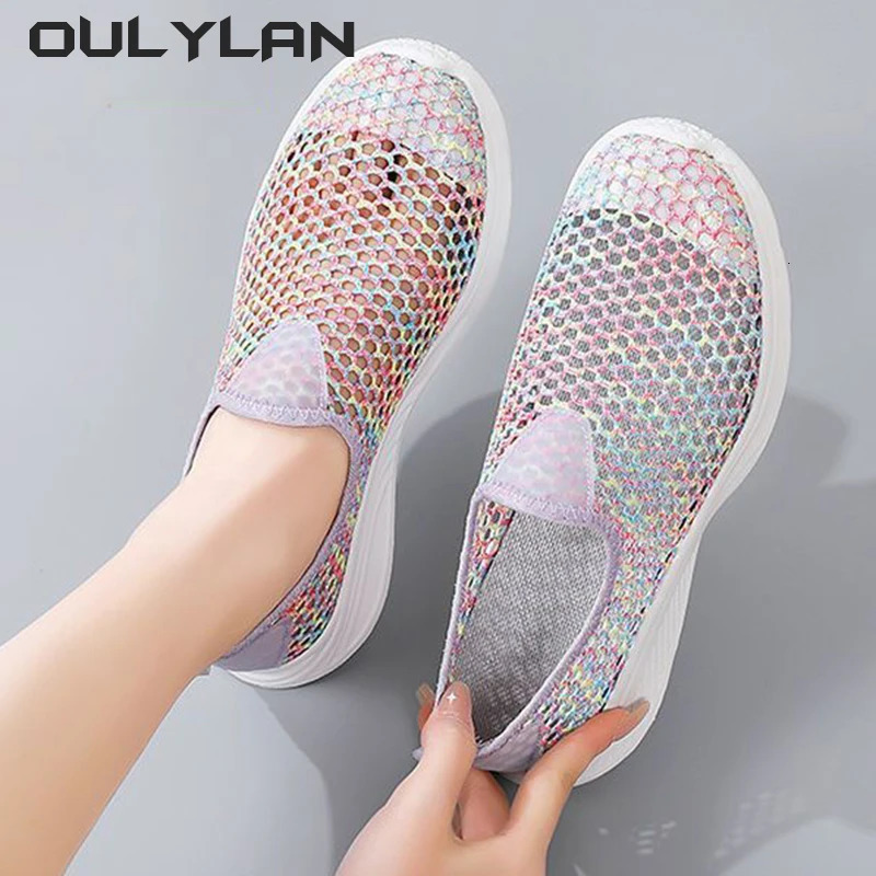 Lightweight womens shoes summer breathable thin mesh casual shoes soft soled sports shoes beach stream tracking shoes 250430