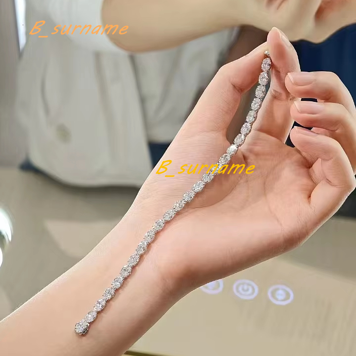 Qinglong Jewelry Tennis Chain Oval Cut 3mm 4mm Lab Grown Diamond 14k 18k Solid Gold Tennis Bracelet Factory Wholesale Price