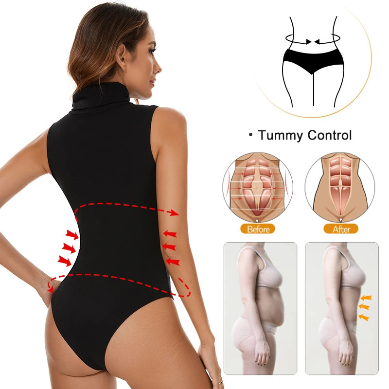 Female abdominal control top shaping body compressing hips lifting shape high neck sleeveless tight fitting clothes 250430