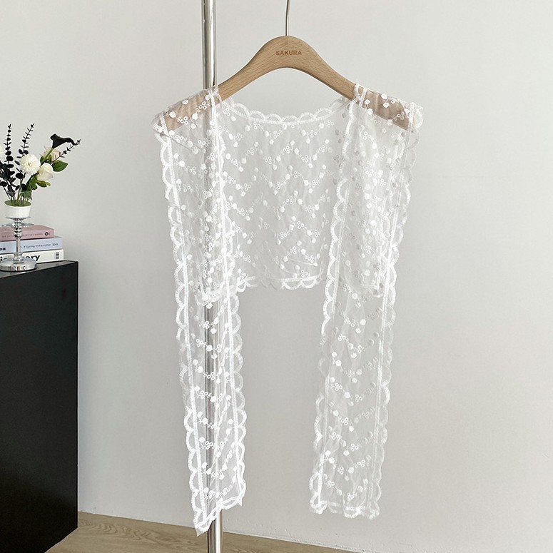 K586 Lace scarf can be used as a belt. Spring new Japanese sweet Korean style gentle design lace shawl AL228