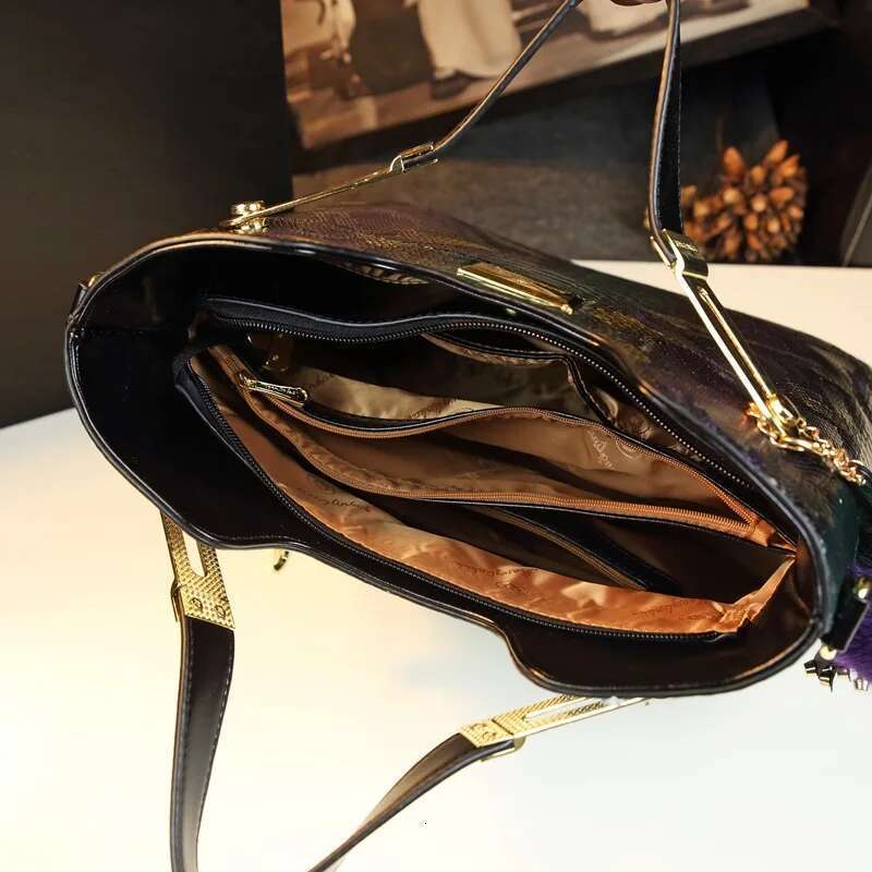 Spring new patent leather metal rhinestone button handbag banquet dress large-capacity one-shoulder cross-body women's bag