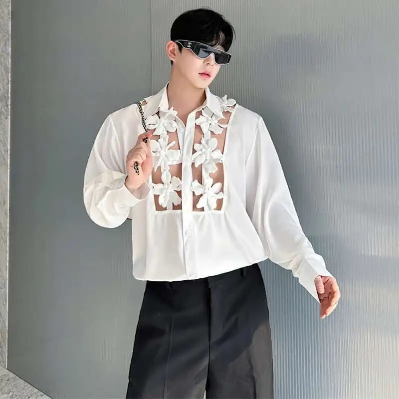 LUZHEN personalized hollow long sleeved mens loose and handsome casual top JY1050 250427