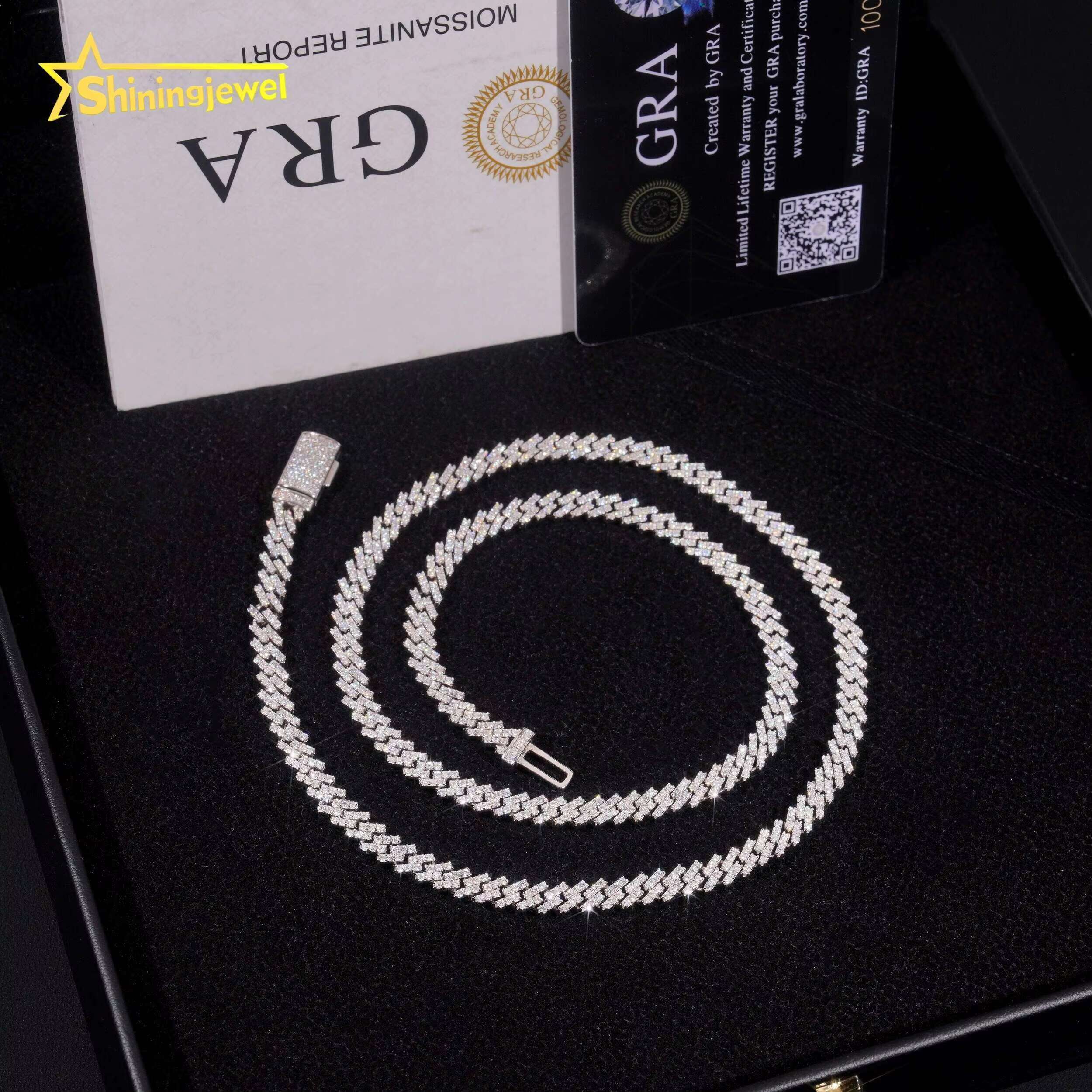 Iced OutJewelry One Row Hip Hop Thin Two Tone 5mm Width Pass Diamond Tester 925 Sliver Moissanite Cuban Link Chain