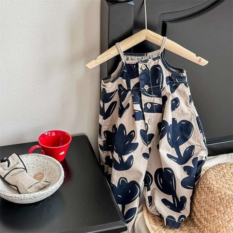 2025 Pants Lightweight Korean Girls' Casual Fashion Strap Children's Jumpsuit Wide Legs 7
