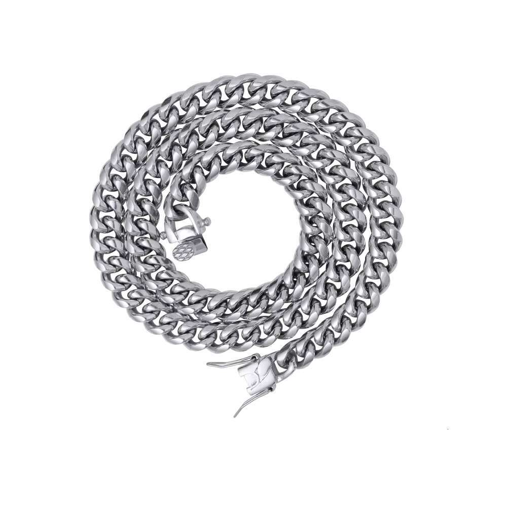 SC003 8mm Stainless Steel Cuban Link Chain Hip Hop Chain Necklace