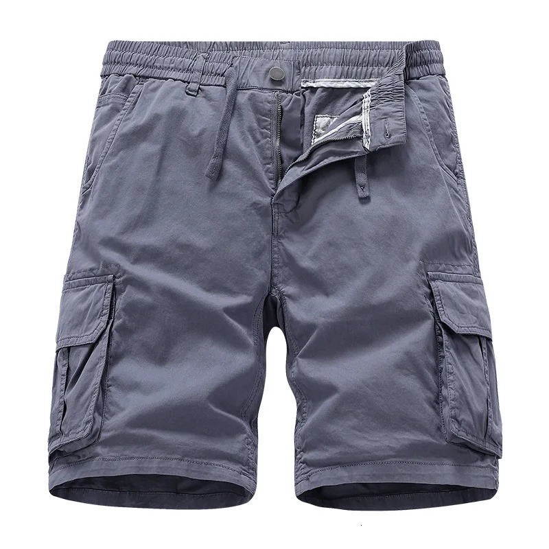 Mens cargo shorts elastic waist pull rod summer casual cotton work sports lightweight outdoor hiking tactical 250425
