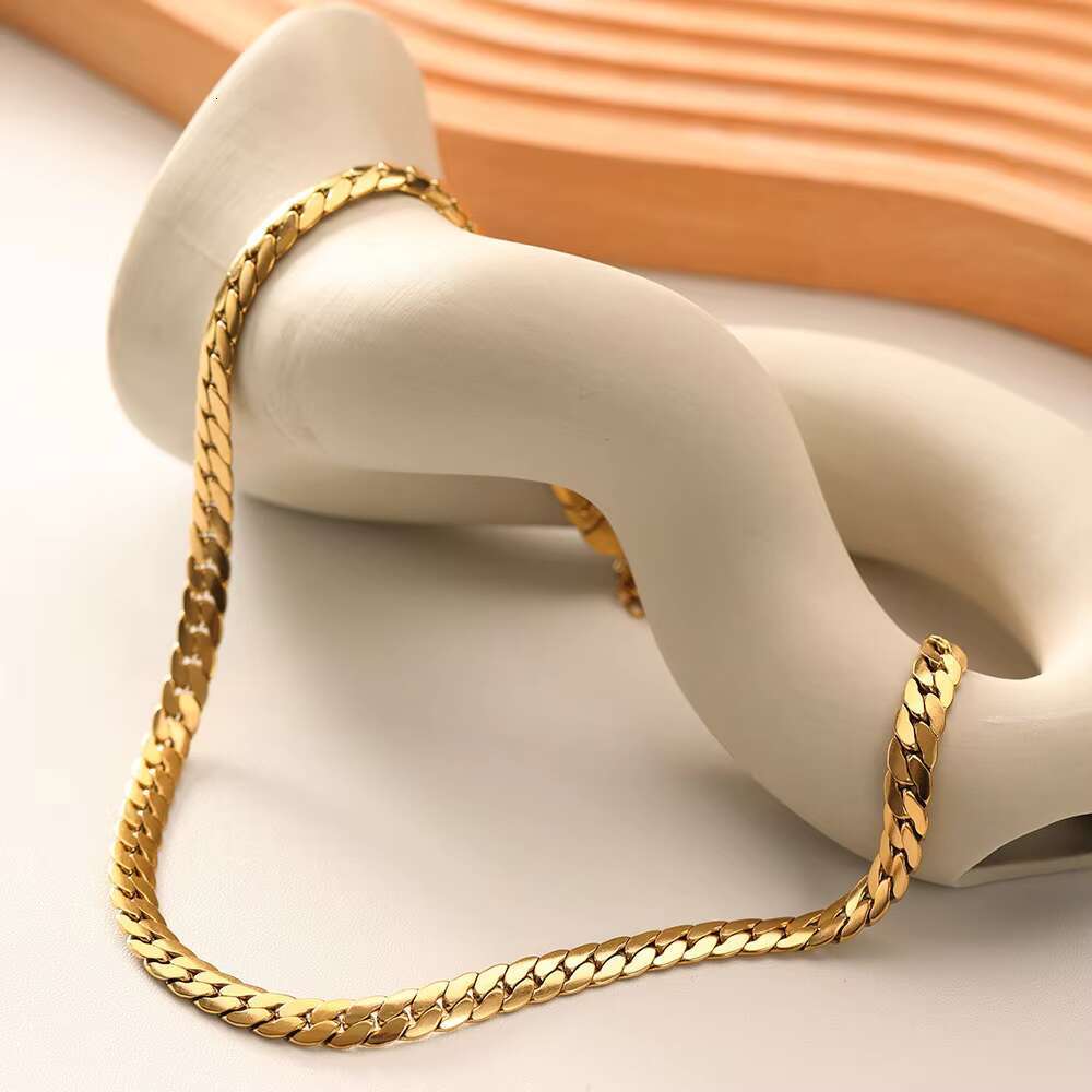 2025 Wholesale Fading Free Titanium Steel 18k Gold Plated Personalized Womens Trendy Cuban Chain Hiphop Necklace Birthday Gift