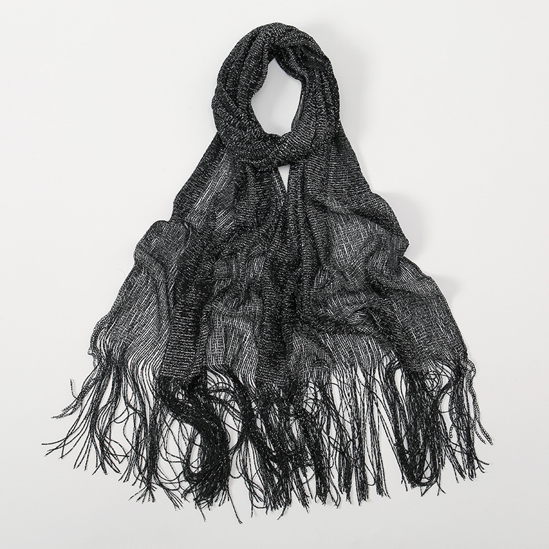 K588 Summer European and American new pure color all-match bikini shawl cross-border hot-selling gold and silver silk sunscreen outer shawl flat scarf
